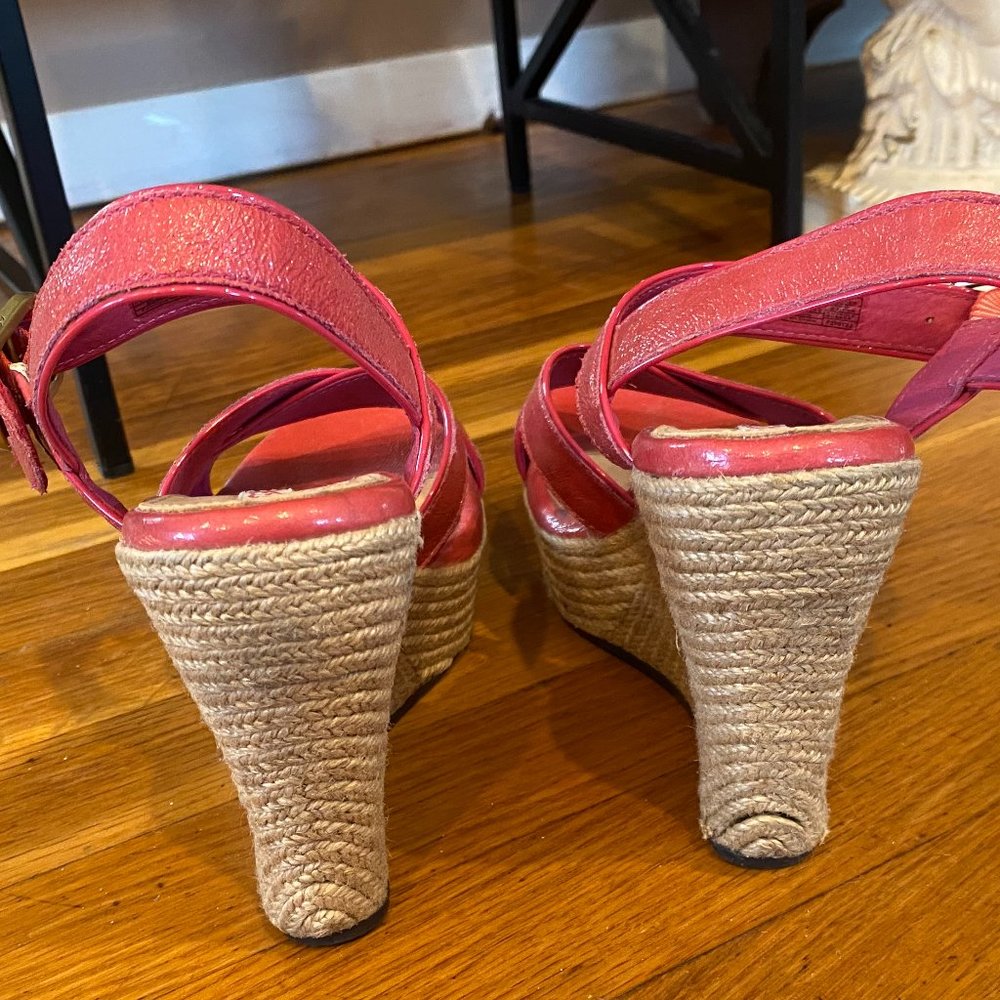 UGG Australia Hot Pink Jackilyn Leather Platform Espadrille Sandals Size 7 - Picture 11 of 12